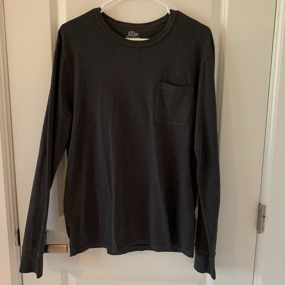 Mens Charcoal J.Crew Long Sleeve Pocket Tee size M